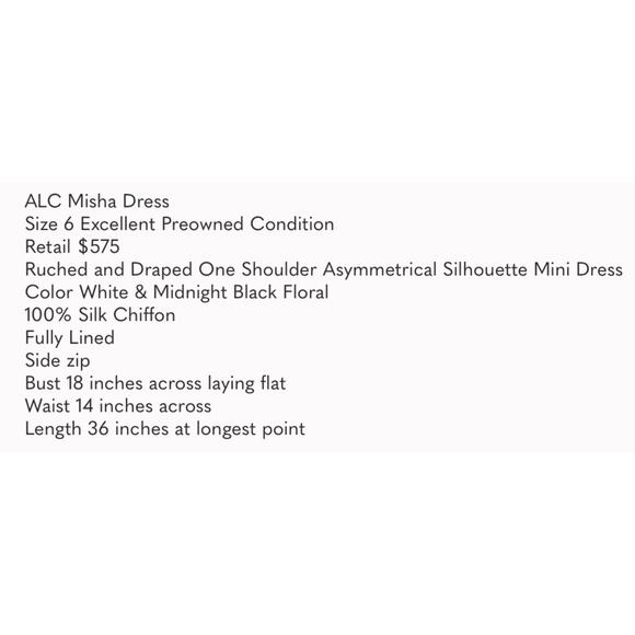 A.L.C. Misha Ruched Draped One Shoulder White Silk Chiffon Mini Dress 6 - Picture 12 of 12